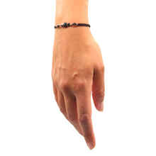 Charger l&#39;image dans la galerie, Bracelet cordon Onyx Or rose Cordon noir