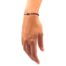 Charger l&#39;image dans la galerie, Bracelet cordon lapis lazuli Or Cordon bleu marin