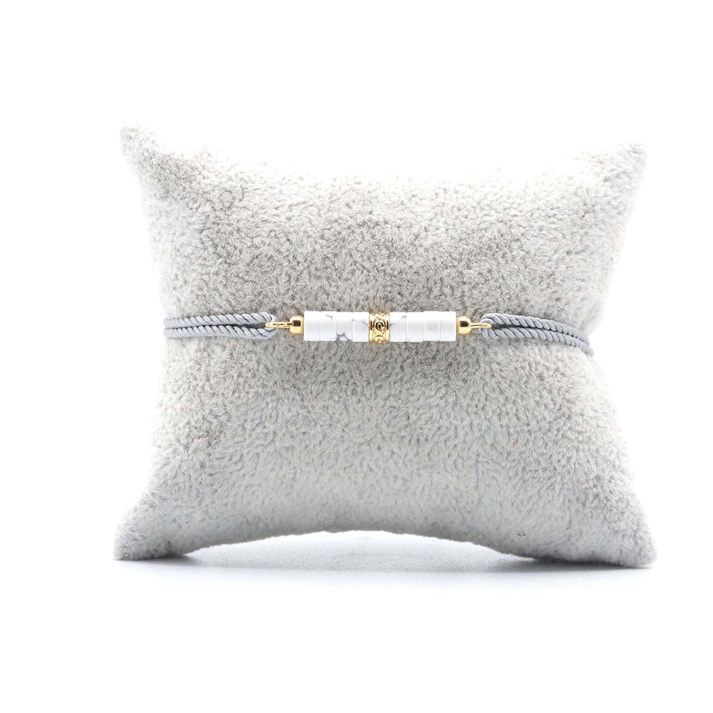 Bracelet Souverain Cordon Gris - Howlite Or