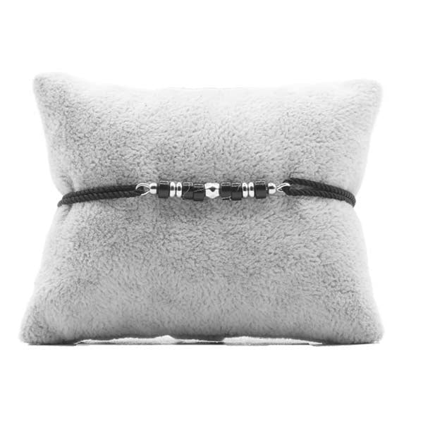 Bracelet Impérial Cordon Noir Howlite Noir Argent