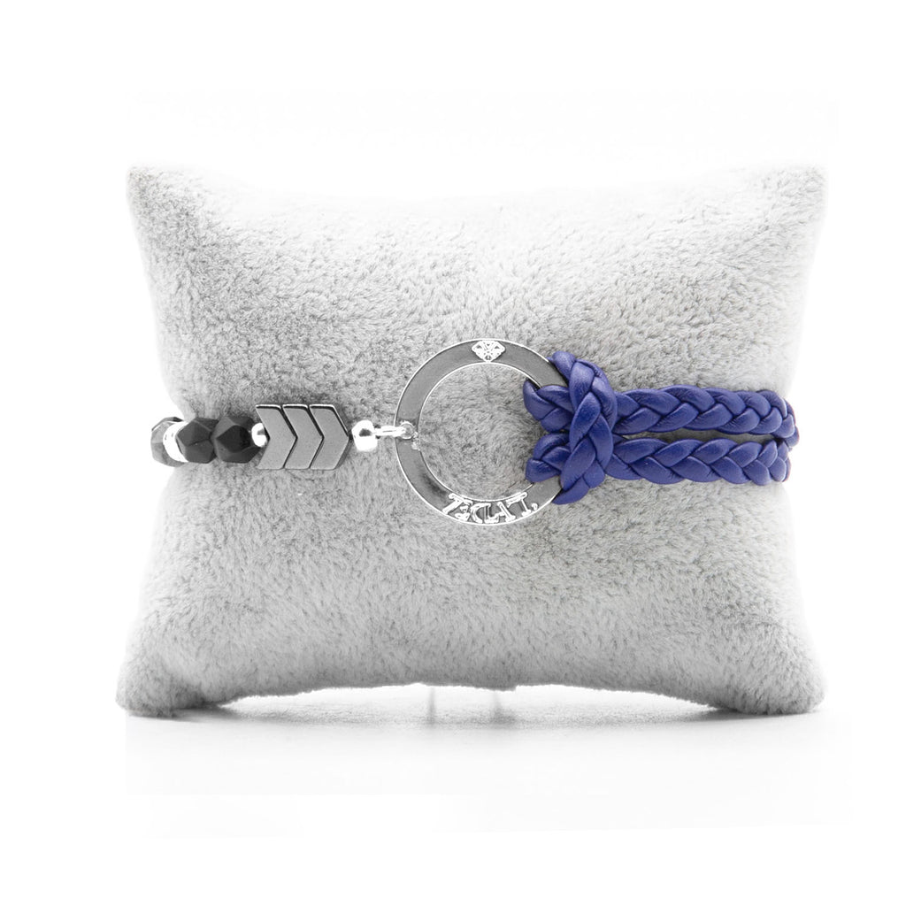 Bracelet Personnalisable Onyx Argent Bleu T