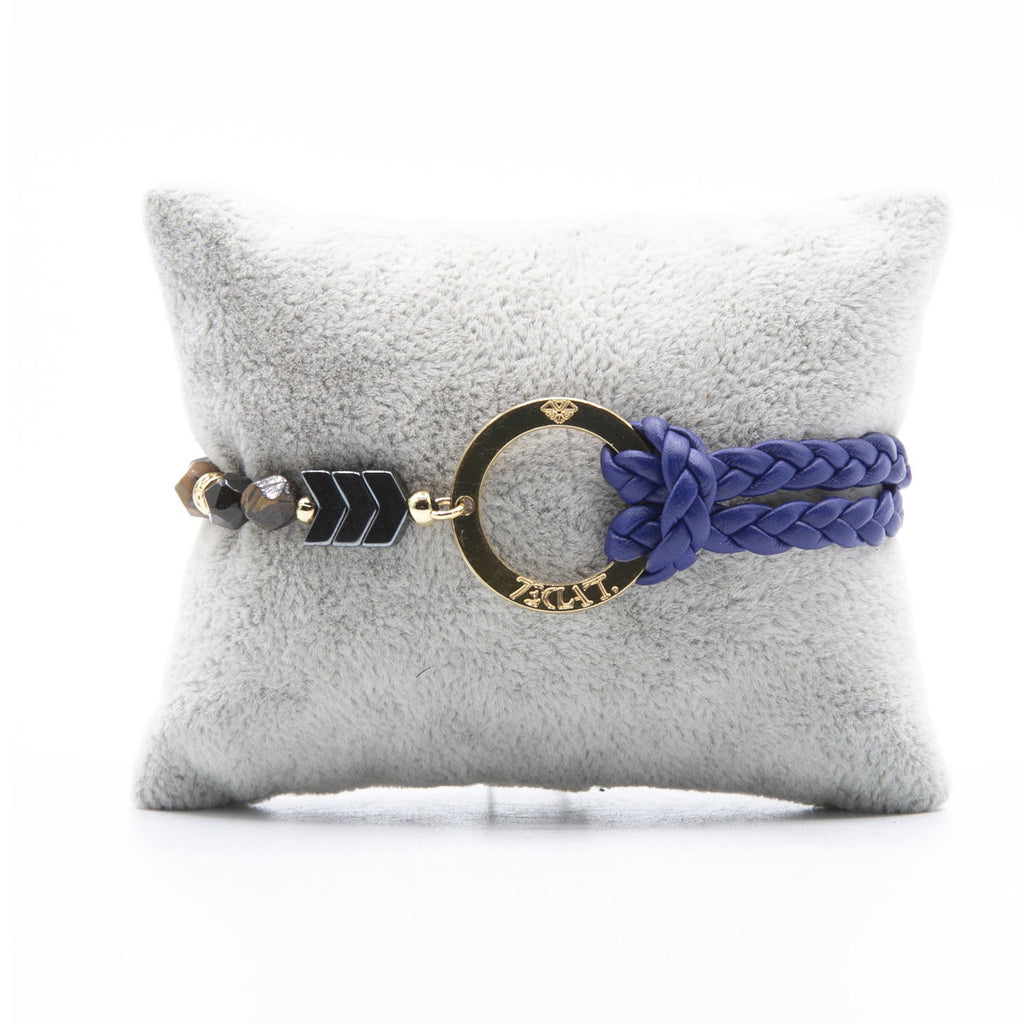 Bracelet Personnalisable Phoenix Œil de tigre Or Bleu T