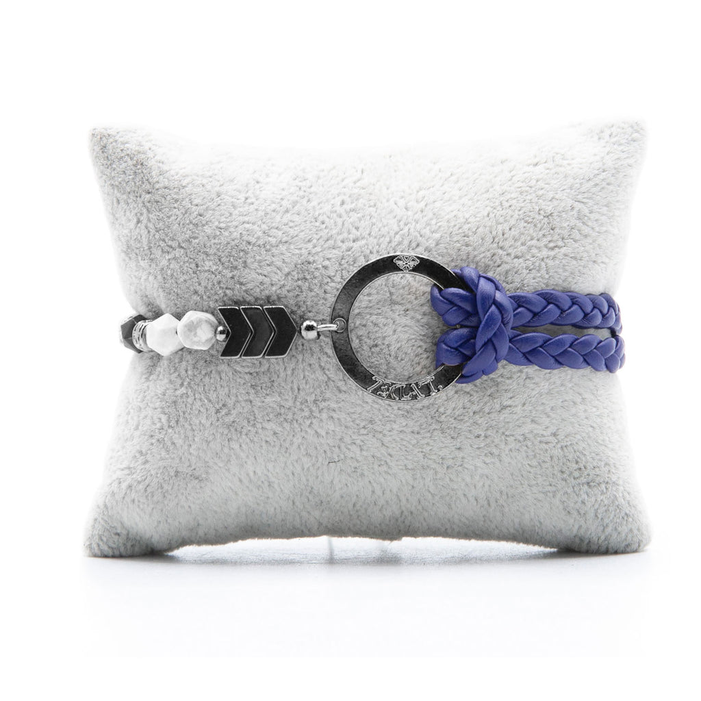 Bracelet Personnalisable Phoenix Howlite Ruthénium Bleu T