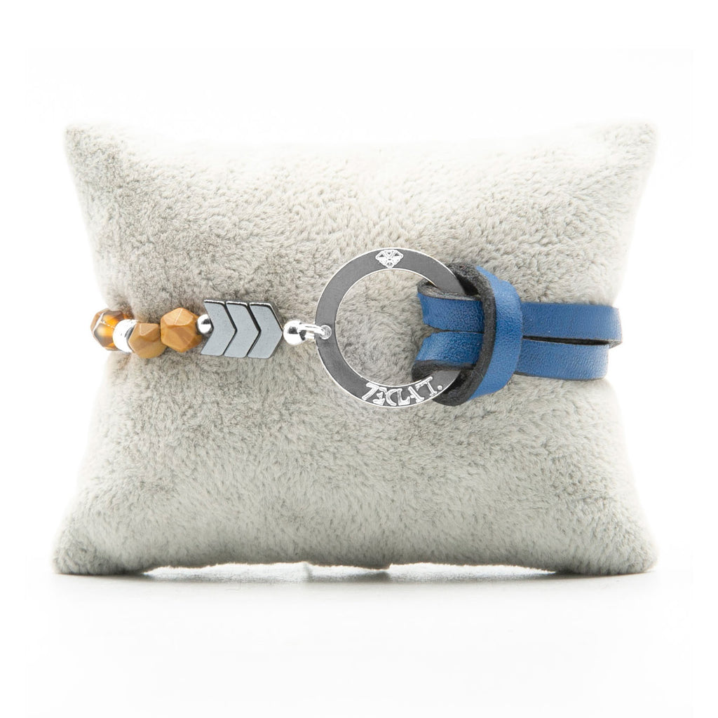 Bracelet Personnalisable Phoenix Woodstone Argent Bleu 