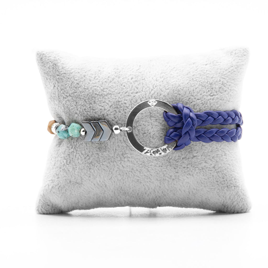 Bracelet Personnalisable Phoenix Emeraude Argent Bleu T