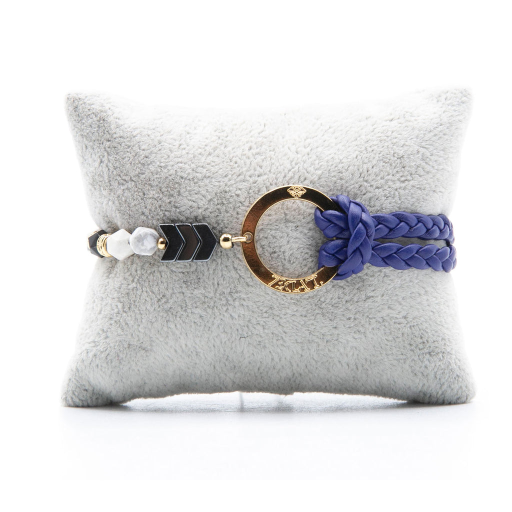 Bracelet Personnalisable Phoenix Howlite Or Bleu T