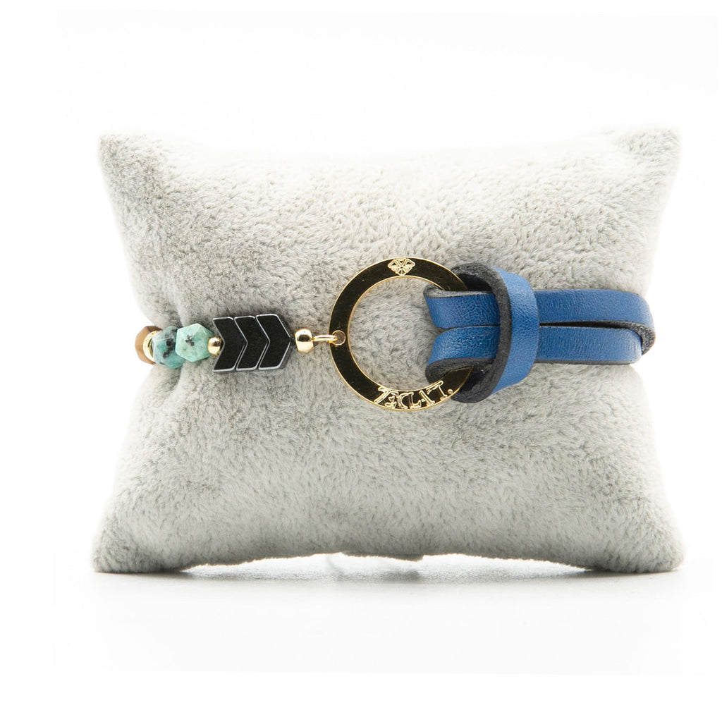 Bracelet Personnalisable Phoenix Emeraude Or Bleu