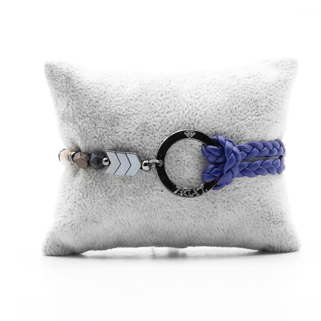 Bracelet Personnalisable Phoenix Œil de Faucon Ruthénium Bleu T