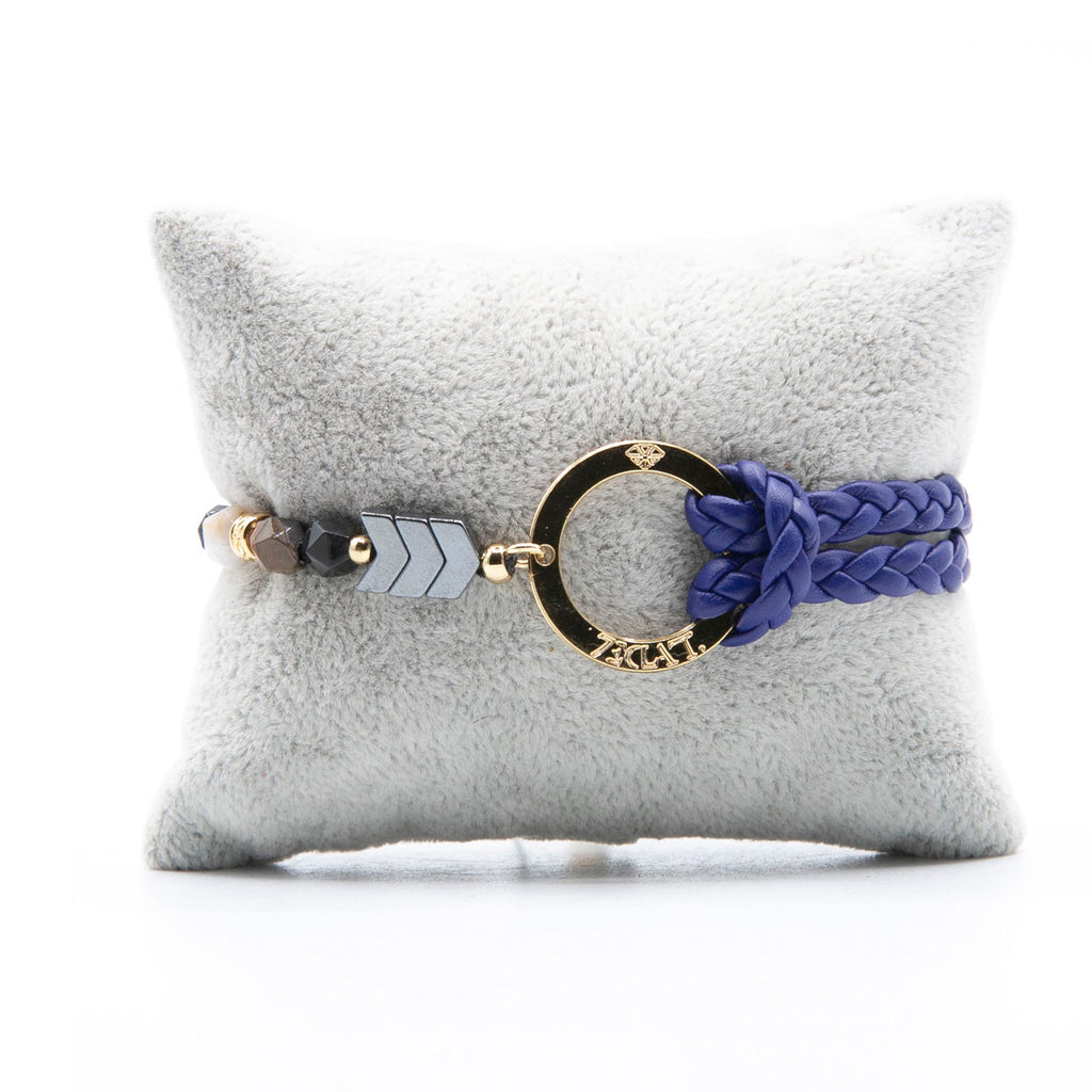 Bracelet Personnalisable Phoenix Œil de Faucon Or Bleu T