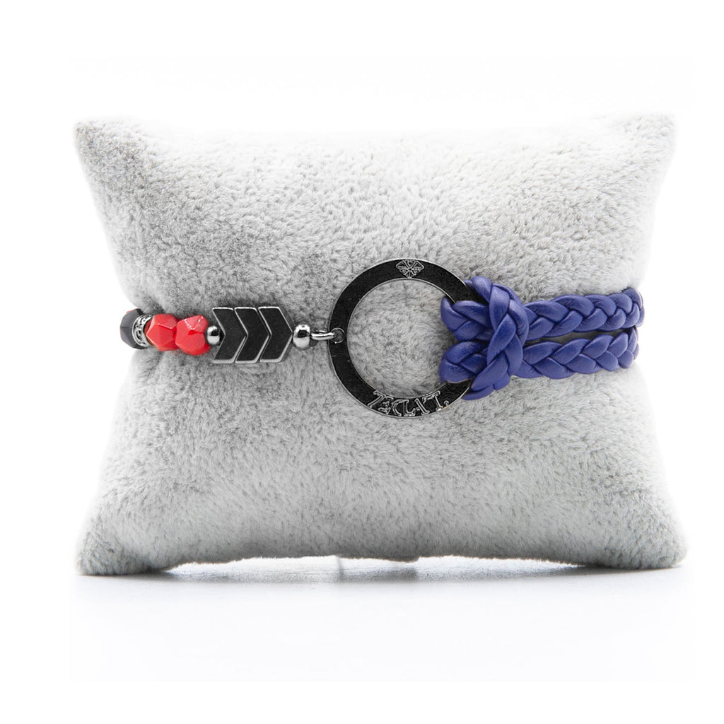 Bracelet Personnalisable Phoenix Rouge Ruthénium Bleu T