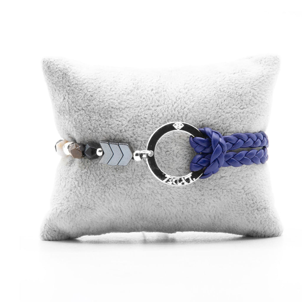 Bracelet Personnalisable Phoenix Œil de Faucon Argent Bleu T