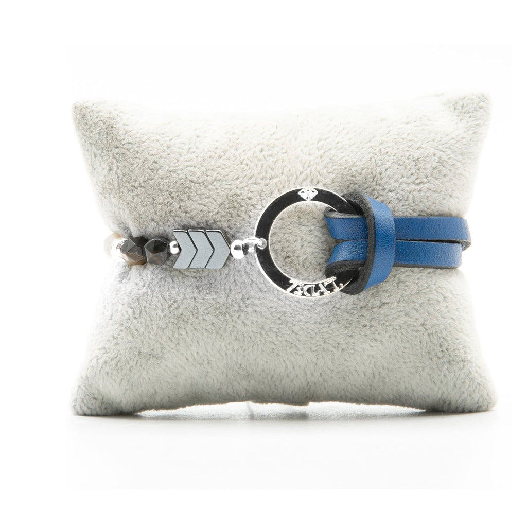 Bracelet Personnalisable Phoenix Œil de Faucon Argent Bleu