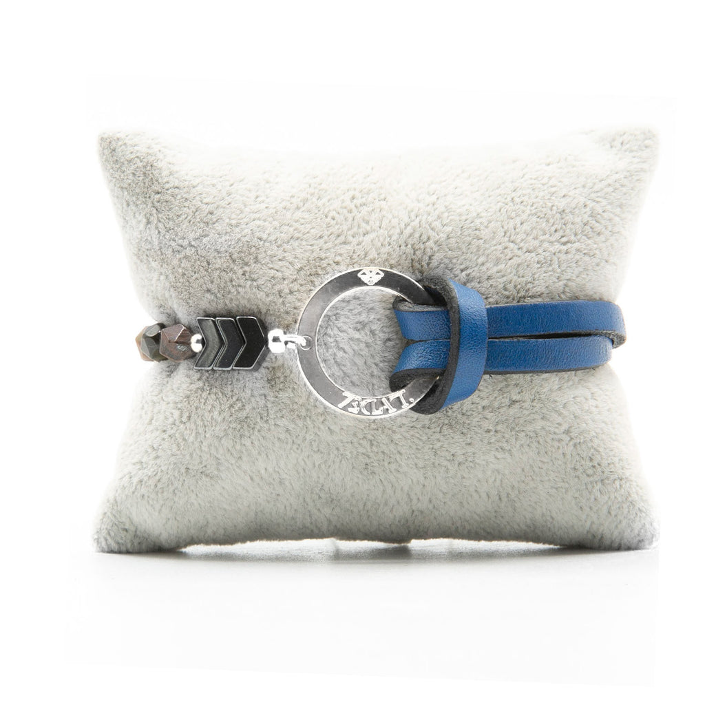 Bracelet Personnalisable Phoenix Œil de tigre Argent Bleu