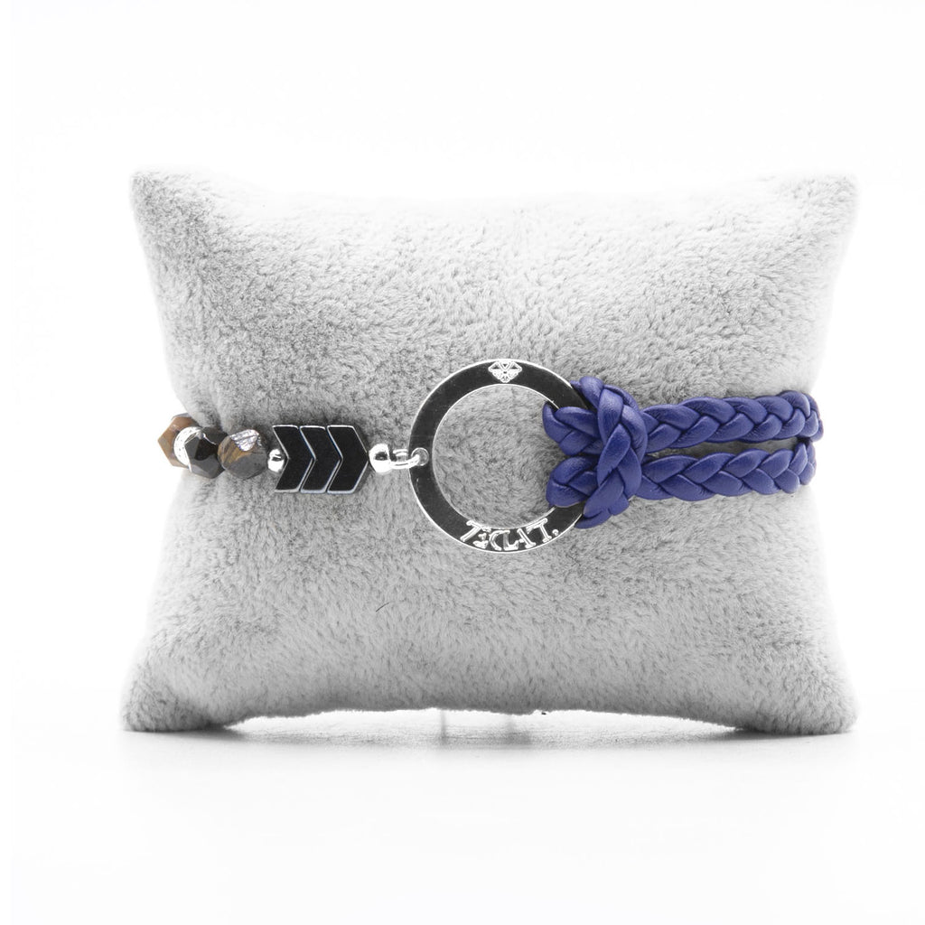 Bracelet Personnalisable Phoenix Œil de tigre Argent Bleu