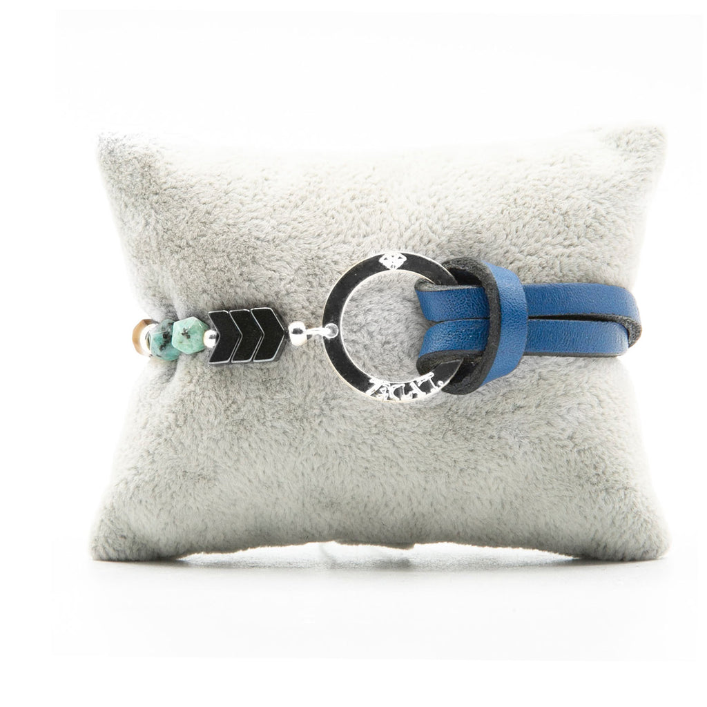 Bracelet Personnalisable Phoenix Emeraude Argent Bleu