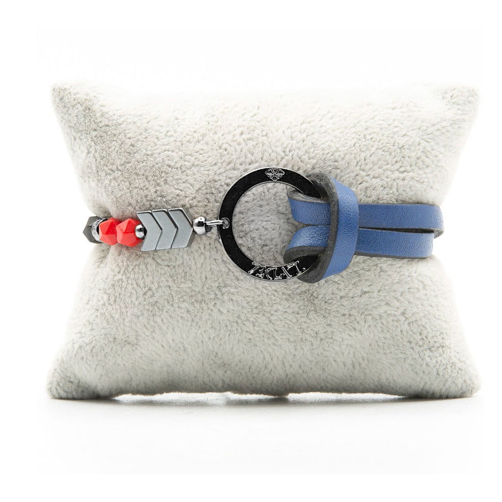 Bracelet Personnalisable Phoenix Rouge Ruthénium Bleu