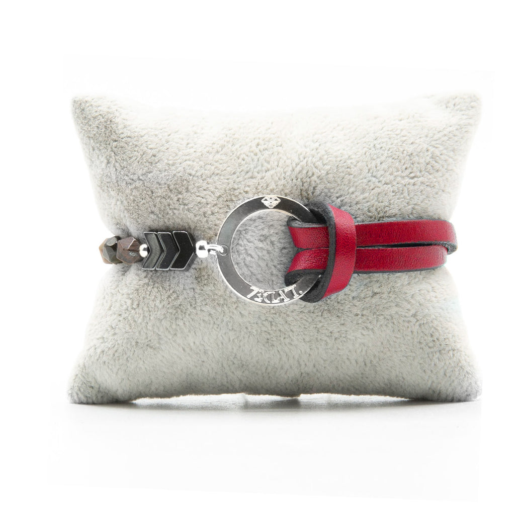 Bracelet Personnalisable Phoenix Œil de tigre Argent Rouge