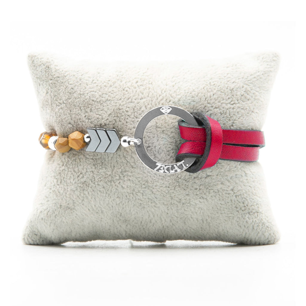 Bracelet Personnalisable Phoenix Woodstone Argent Rouge 