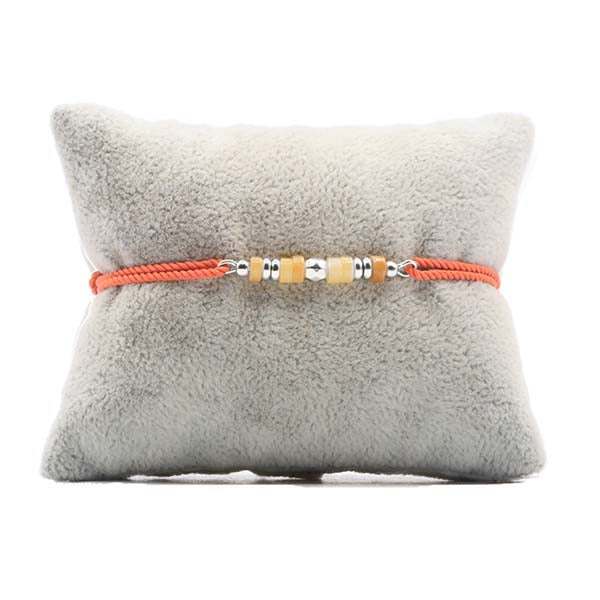 Bracelet Impérial Cordon Orange Fluorine Argent