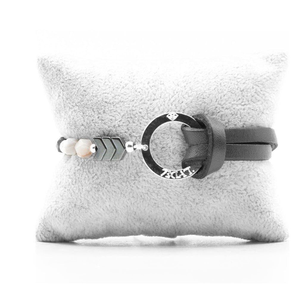 Bracelet Personnalisable Phoenix Agate Grise Argent Gris