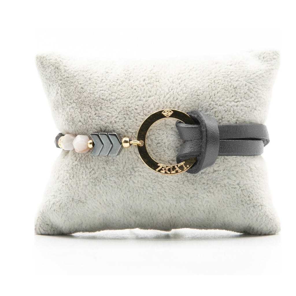 Bracelet Personnalisable Phoenix Agate Grise Or Gris