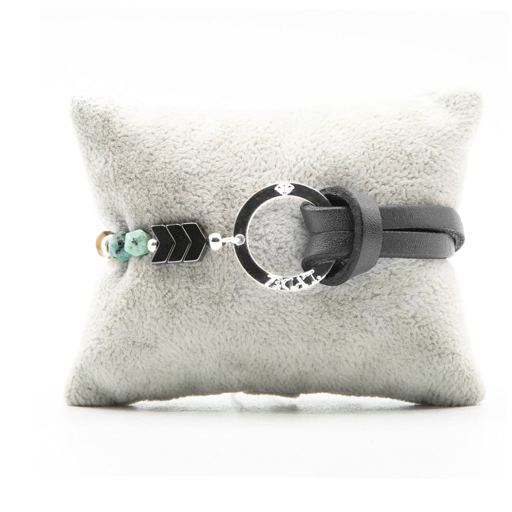 Bracelet Personnalisable Phoenix Emeraude Argent Gris