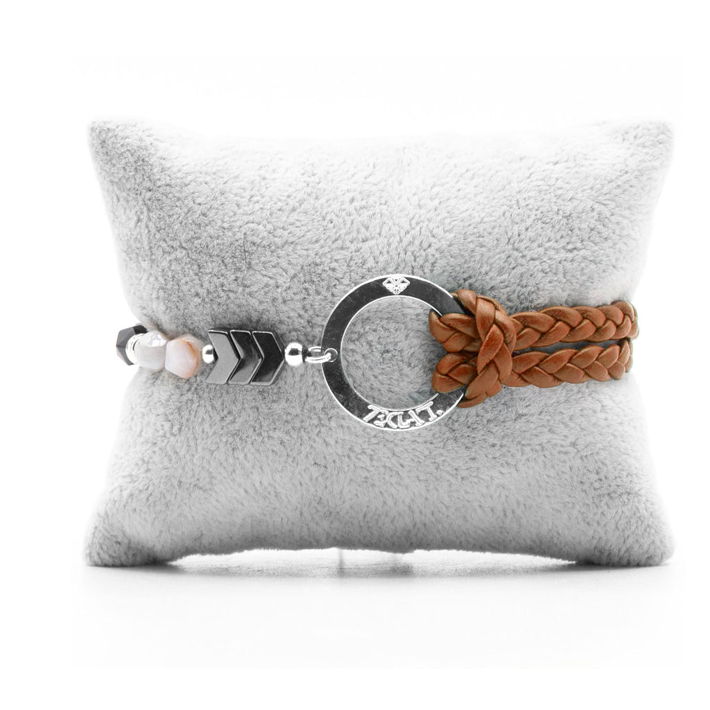 Bracelet Personnalisable Phoenix Agate Grise Argent Marron T