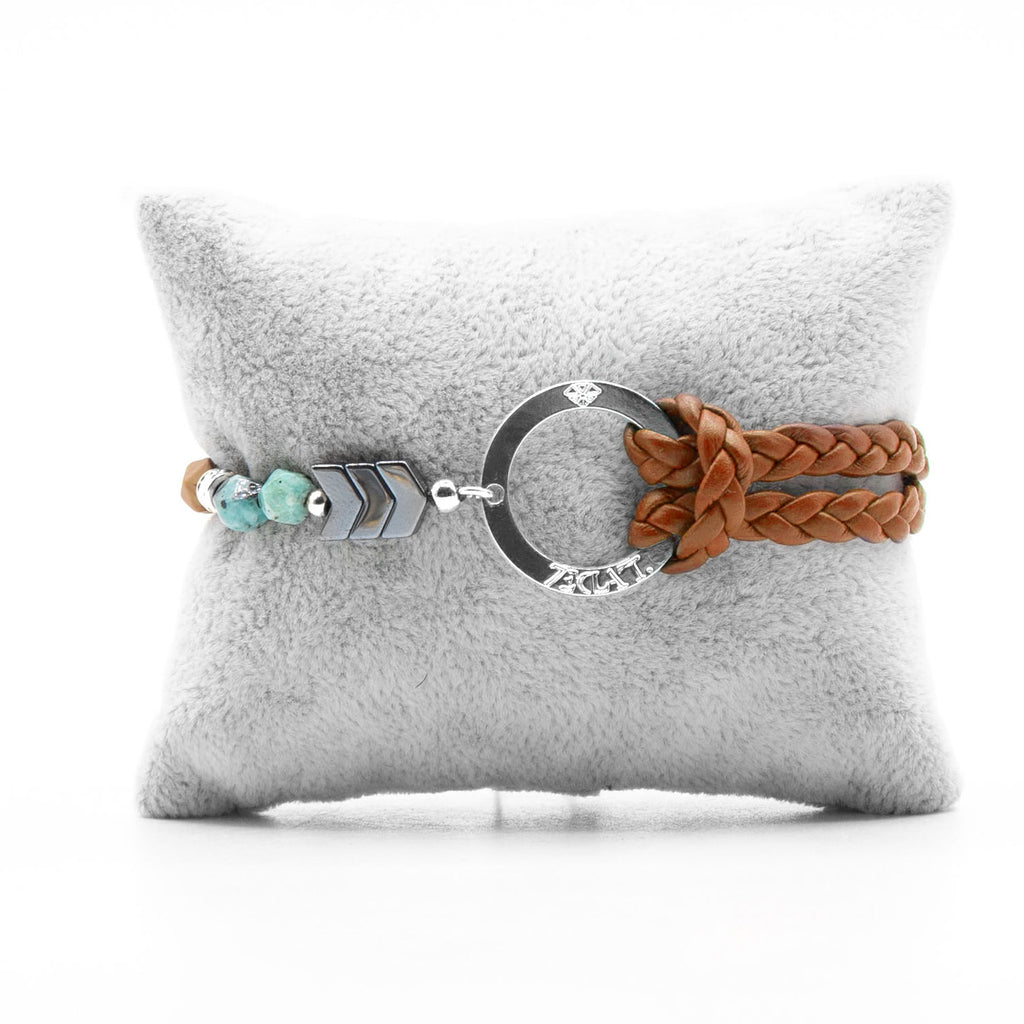 Bracelet Personnalisable Phoenix Emeraude Argent Marron T