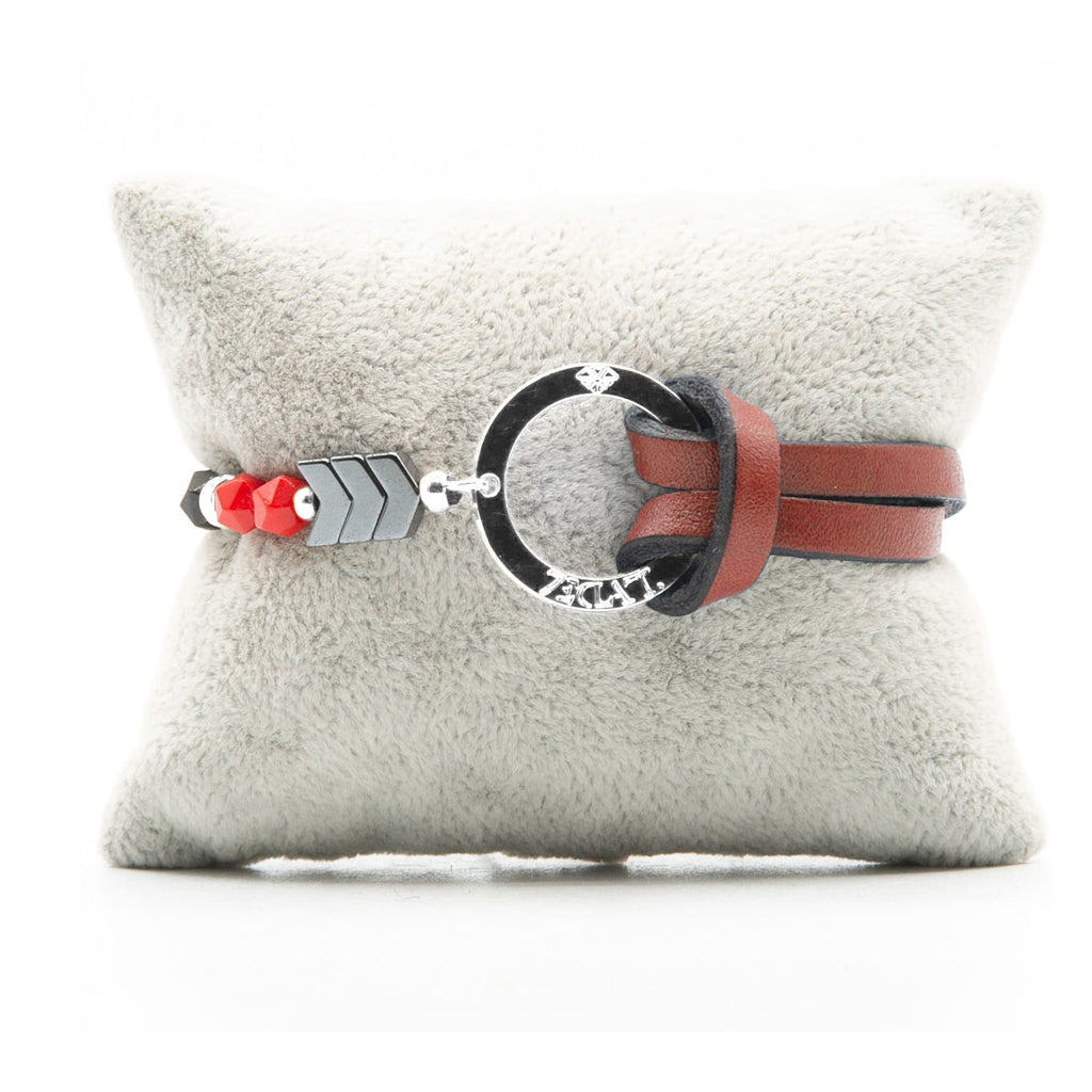 Bracelet Personnalisable Phoenix Rouge Argent Marron