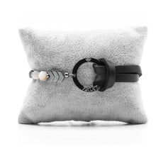 Charger l&#39;image dans la galerie, Bracelet Personnalisable Phoenix Agate Grise Ruthénium Noir 