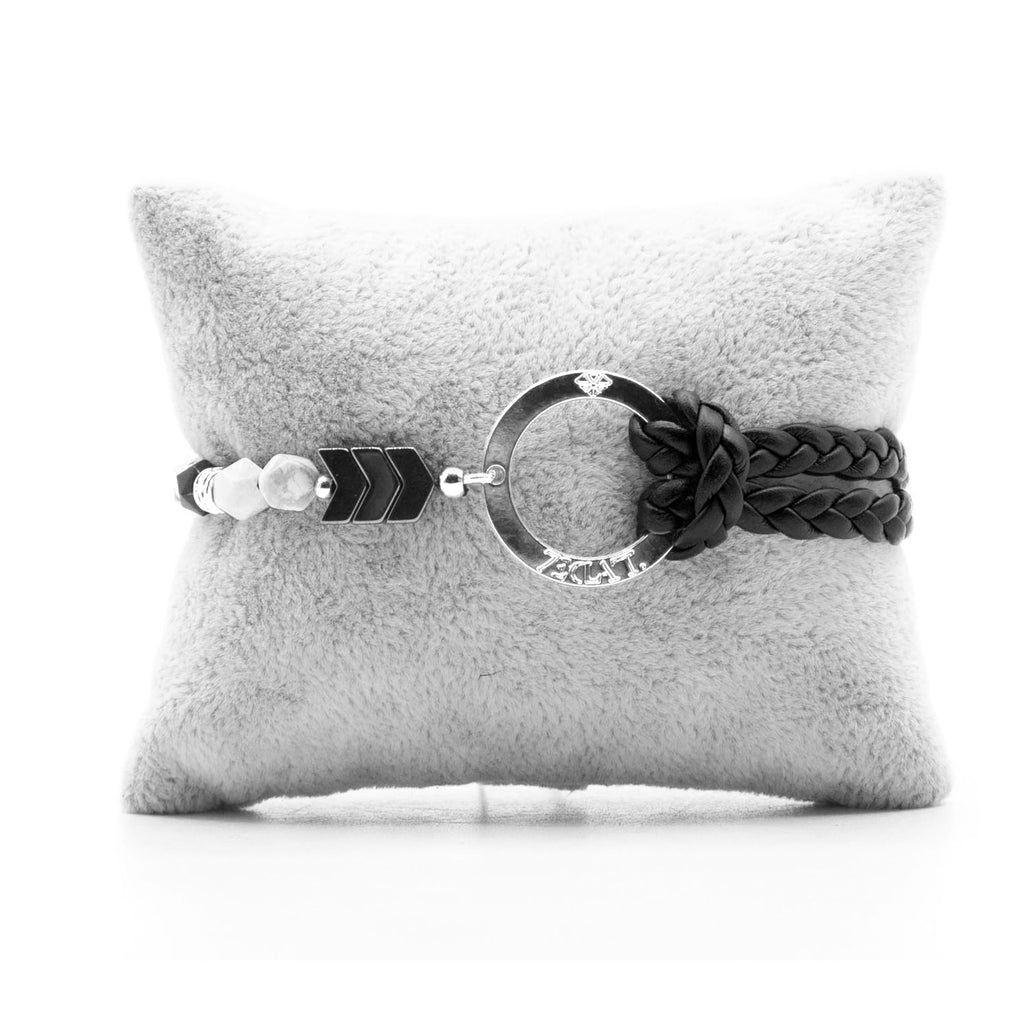 Bracelet Personnalisable Phoenix Howlite Argent Noir T