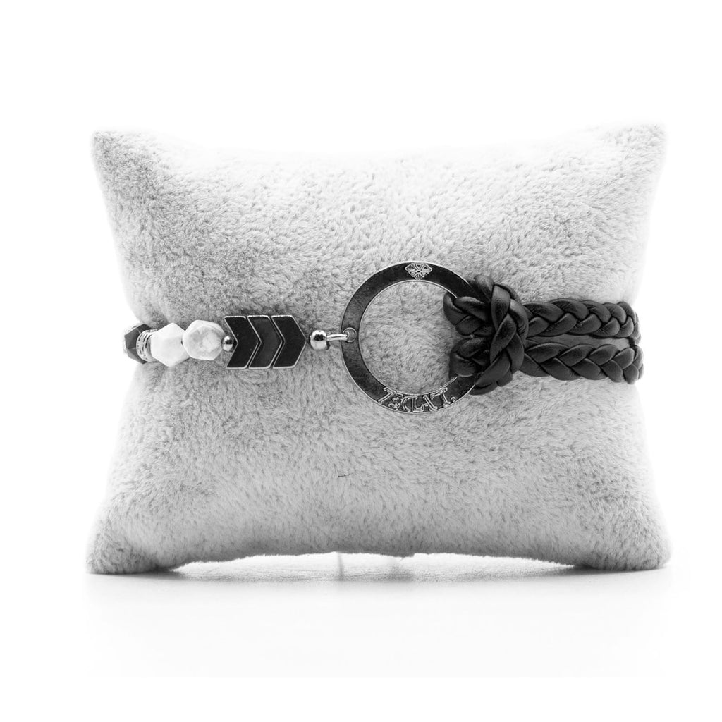 Bracelet Personnalisable Phoenix Howlite Ruthénium Noir T