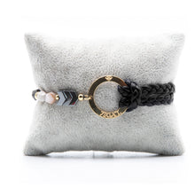 Charger l&#39;image dans la galerie, Bracelet Personnalisable Phoenix Agate Grise Or Noir T