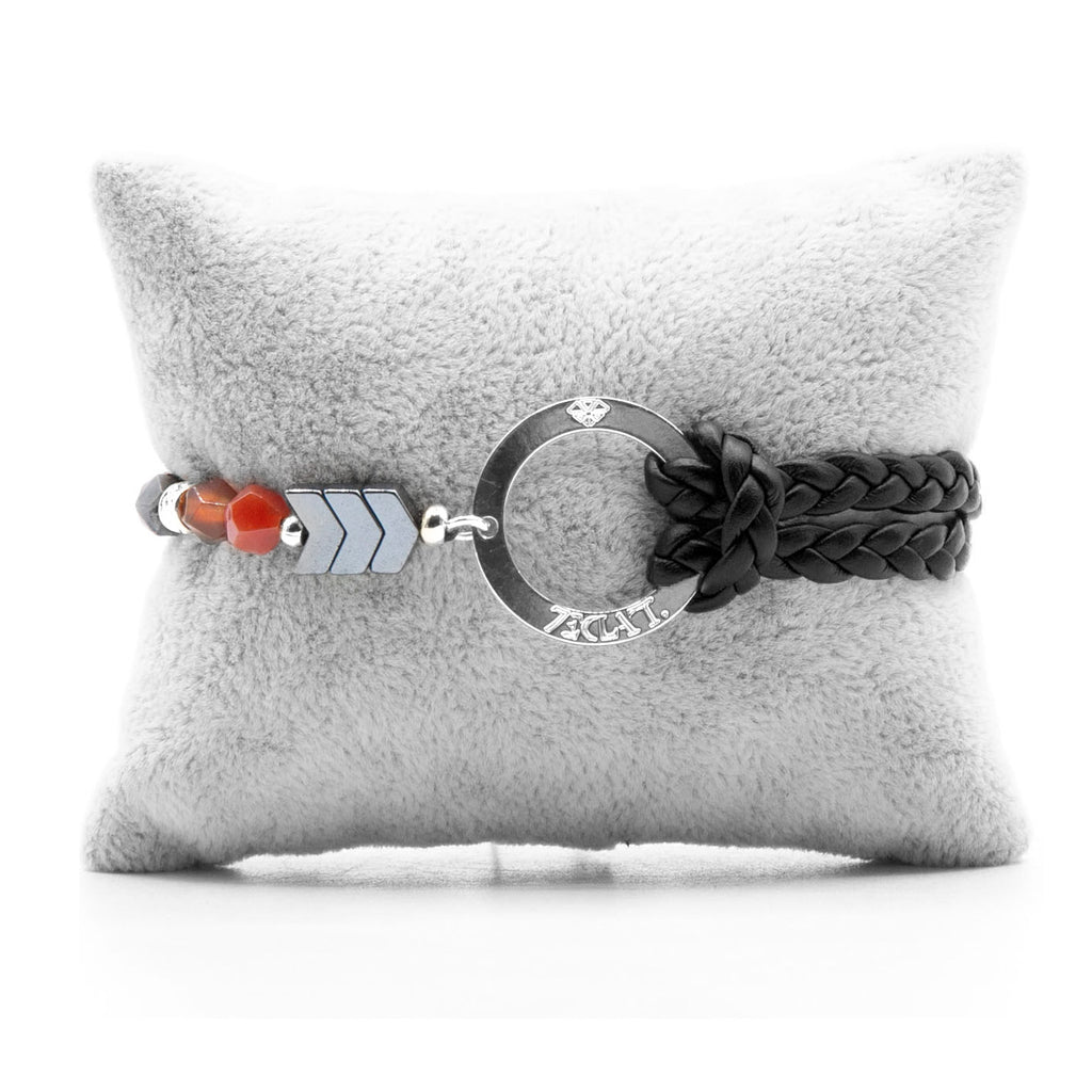 Bracelet Personnalisable Phoenix Agate Argent Noir T