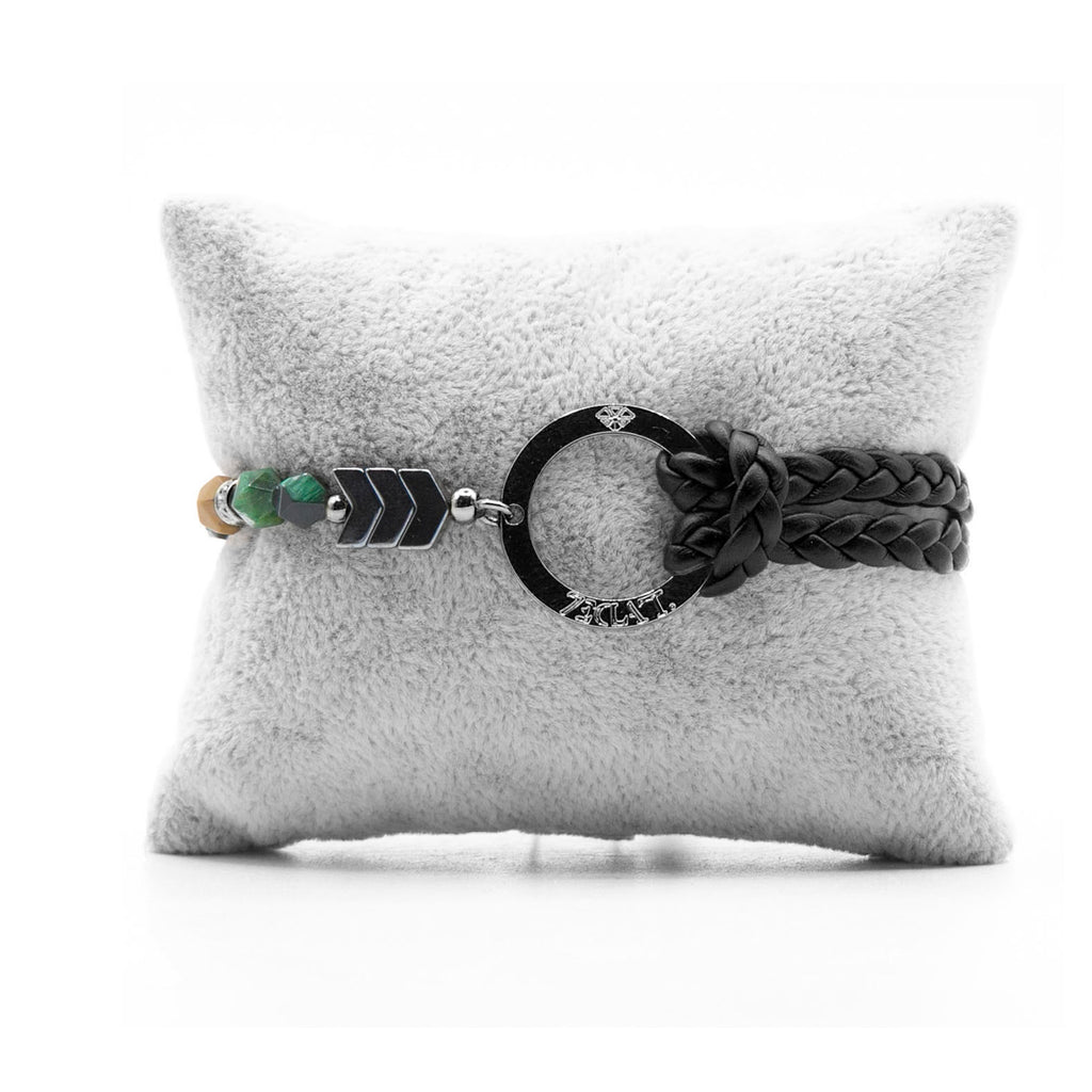 Bracelet Personnalisable Phoenix Œil de Tigre Vert Ruthénium Noir T