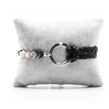 Charger l&#39;image dans la galerie, Bracelet Personnalisable Phoenix Agate Grise Argent Noir T