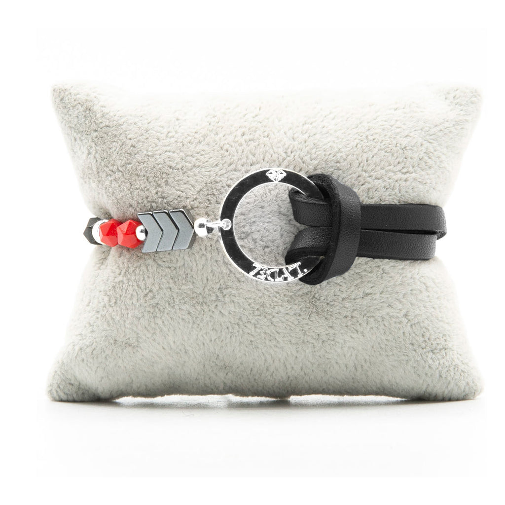 Bracelet Personnalisable Phoenix Rouge Argent Noir