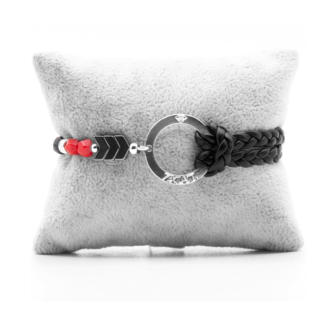 Bracelet Personnalisable Phoenix Rouge Argent Noir T