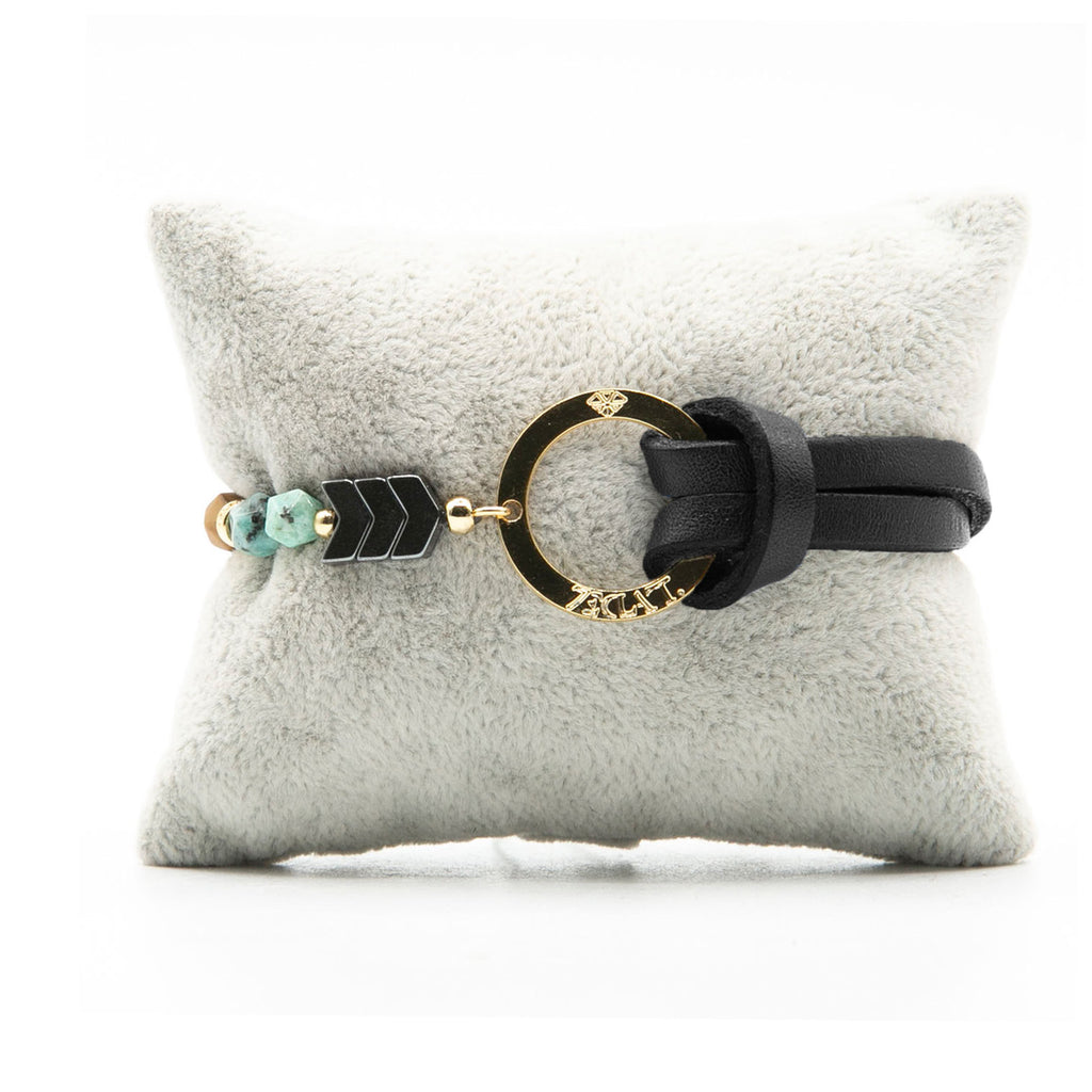 Bracelet Personnalisable Phoenix Emeraude Or Noir