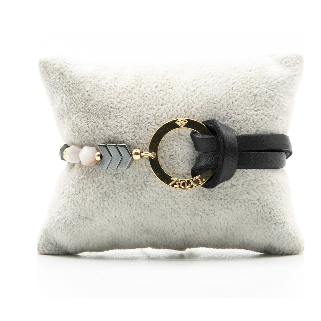 Bracelet Personnalisable Phoenix Agate Grise Or Noir