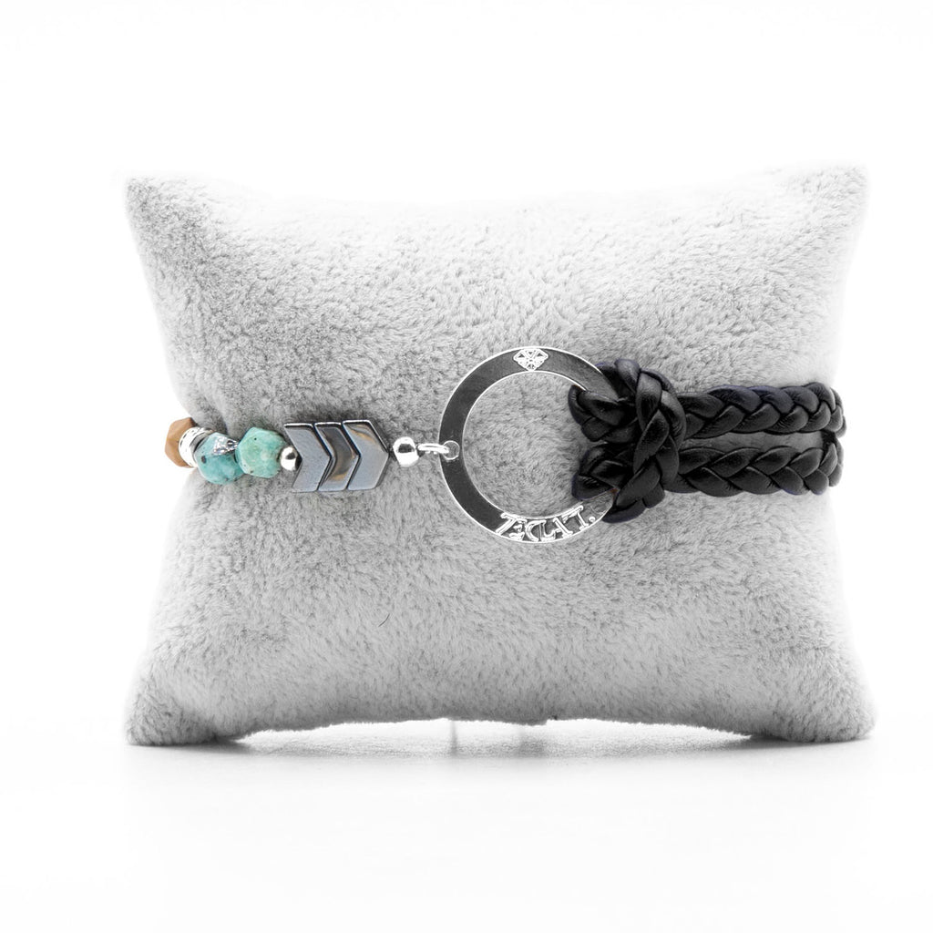 Bracelet Personnalisable Phoenix Emeraude Argent Noir T