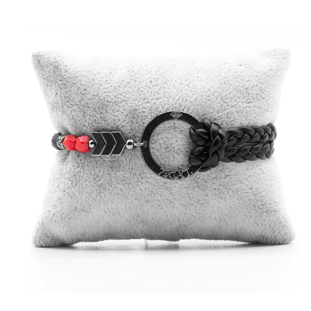 Bracelet Personnalisable Phoenix Rouge Ruthénium Noir T