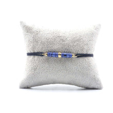 Charger l&#39;image dans la galerie, Bracelet Souverain Cordon Bleu Marin - Sodalite Or