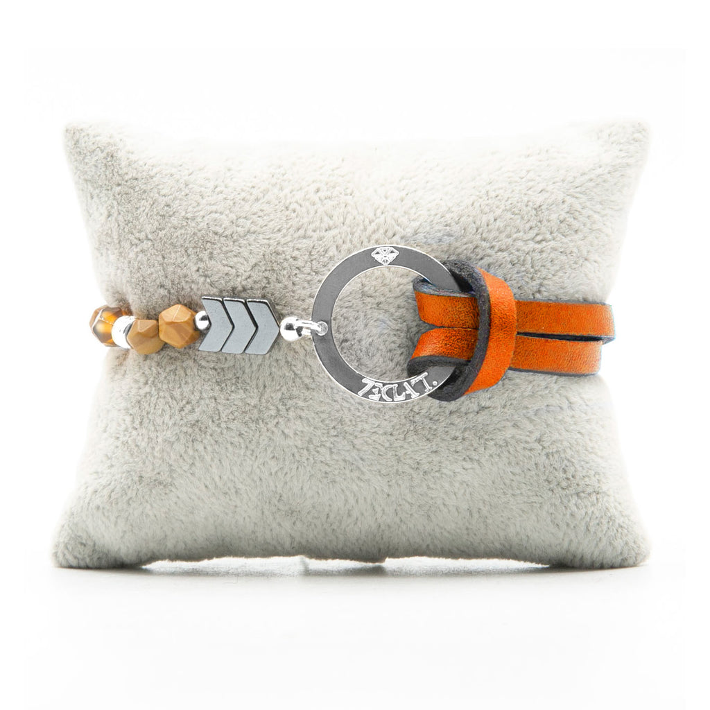 Bracelet Personnalisable Phoenix Woodstone Argent Orange