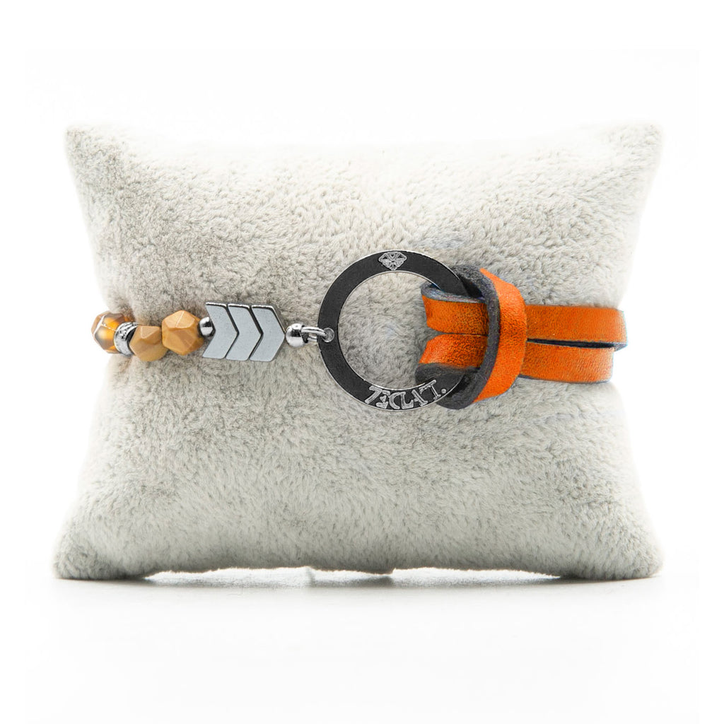 Bracelet Personnalisable Phoenix Woodstone Ruthénium Orange