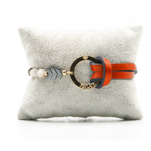 Charger l&#39;image dans la galerie, Bracelet Personnalisable Phoenix Agate Grise Or Orange