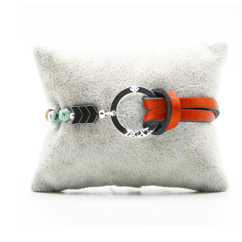 Bracelet Personnalisable Phoenix Emeraude Argent Orange