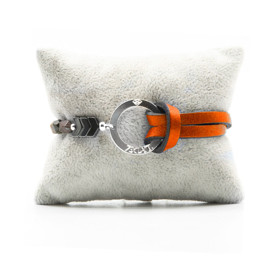 Bracelet Personnalisable Phoenix Œil de tigre Argent Orange