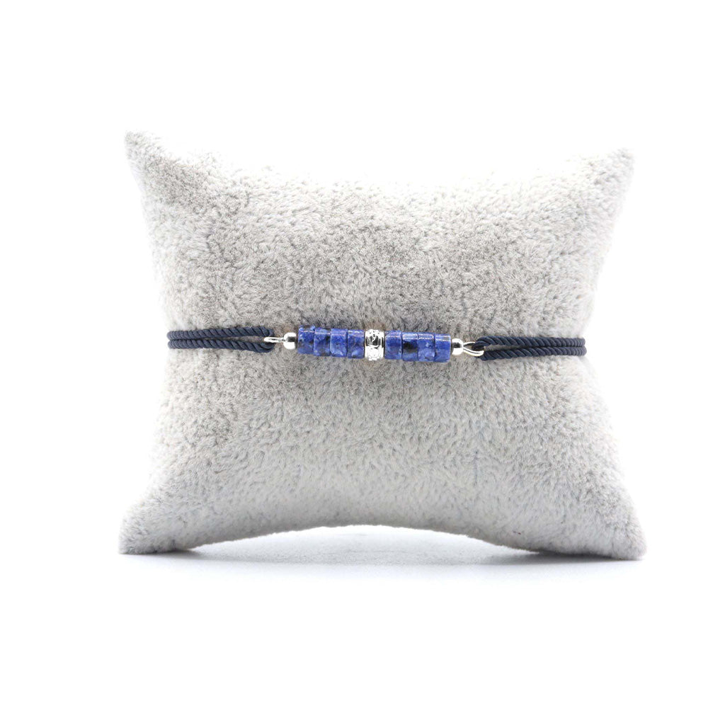 Bracelet Souverain Cordon Bleu Marin - Sodalite Argent