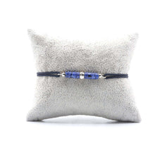 Charger l&#39;image dans la galerie, Bracelet Souverain Cordon Bleu Marin - Sodalite Argent